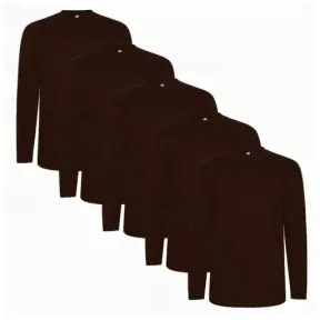 Pack de 5 camisetas unisex de algodón manga larga