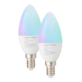 Pack de 2 Bombillas Inteligentes E14 RGB WiFi Amazon Basics