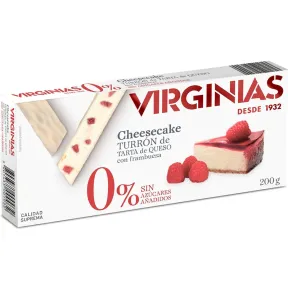 Turrón Virginias de Tarta de Queso y Frambuesa 0% 200 g