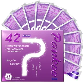 Tiras violetas para blanquear dientes, 21 pares