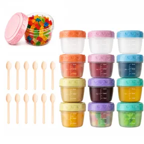 12 recipientes herméticos 80 ml con cucharillas de madera