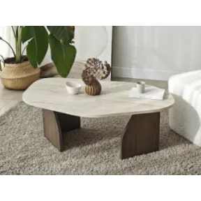 Mesa de Centro Rock Travertino y Nogal 100x60x35 cm