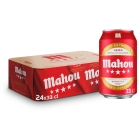 Pack de 24 Latas Mahou 5 Estrellas, Cerveza Dorada Lager