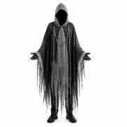Túnica negra con capucha para disfraz medieval adulto