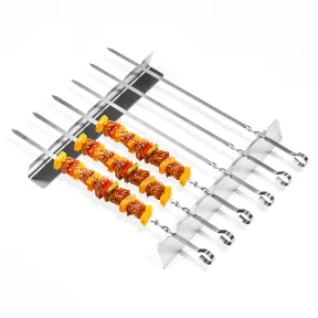 6 brochetas de acero inoxidable con soportes y bolsa