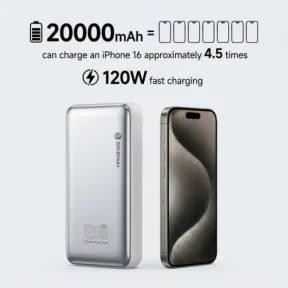 Power Bank Sikenai 20000 mAh 120W con 2 Cables