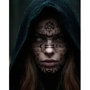 Tatuajes Faciales Adhesivos de Pentagrama y Símbolos