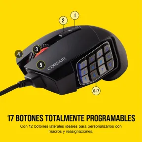 Ratón Gaming Corsair Scimitar Elite RGB Óptico Negro