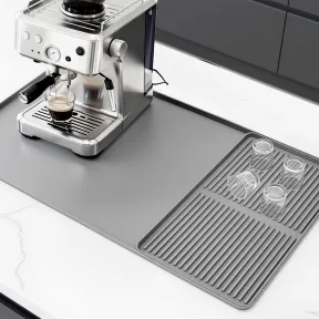 Tapete de silicona gris para máquina de café