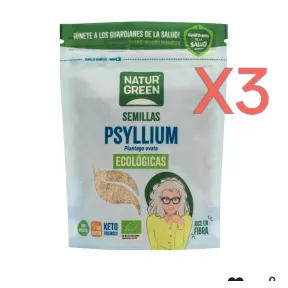 3 x NaturGreen Psyllium Husk ecológico 100 g