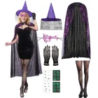 Sombrero de bruja y guantes de telaraña para Halloween