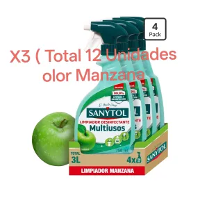 12 Sanytol Multiusos Manzana de 750 ml sin lejía