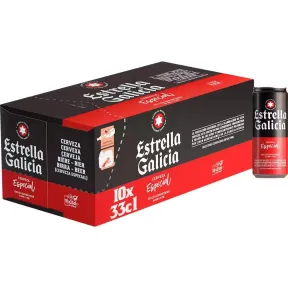 Estrella Galicia cerveza rubia, 3 packs de 30 latas