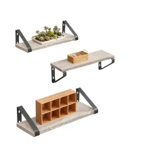 Set de 3 estanterías de pared de madera y metal