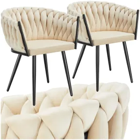 Pack de 2 sillas tectake de terciopelo con brazos