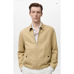 Chaqueta de lino con cremallera para hombre de Mango
