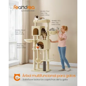 Árbol para gatos Feandrea de 174 cm en beige