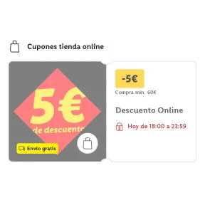 Cupón de 5€ y envío gratis hoy en Lidl Online