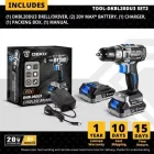 Kit DEKO 20V con taladro y llave de impacto