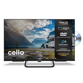 TV Cello 24" 12V con DVD y Tizen para camping