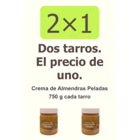 2x1 en crema de almendras 100% natural, 1,5 kg