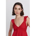 Camiseta Springfield con volantes roja y blanca