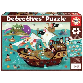 2 puzzles detectives piratas Educa de 50 piezas