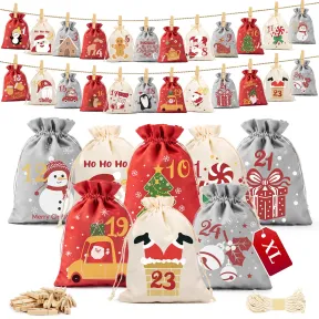Calendario de Adviento de tela con 24 piezas