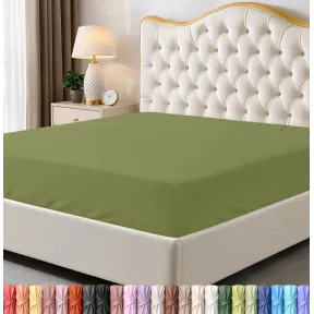 Sábana bajera Queen Utopia Bedding en color oliva