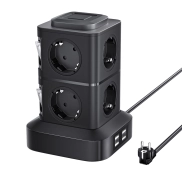 Torre de Enchufes Vertical con 8 Tomas AC y 4 USB