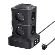 Torre de Enchufes Vertical con 8 Tomas AC y 4 USB