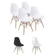 Sillas de Estilo Nórdico Dinamarca - Pack de 4 en Blanco o Negro.
