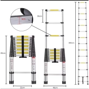 Aluminio escalera hasta 3,8 metros, plegable y ligera