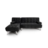 Sofá AROA-XS negro terciopelo chaise longue 198x150cm.