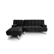 Sofá AROA-XS negro terciopelo chaise longue 198x150cm.