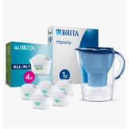 Jarra Filtrante BRITA Marella Blanco-Azul + 5 Filtros MAXTRA PRO