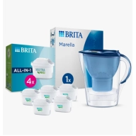 Jarra Filtrante BRITA Marella Blanco-Azul + 5 Filtros MAXTRA PRO