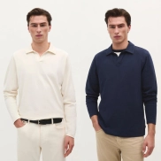 Polo de hombre Scalpers de algodón en blanco y azul, manga larga