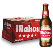 Pack 24 Botellas Mahou 5 Estrellas Cerveza Dorada 25 cl