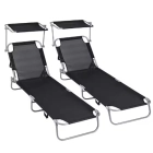 Tumbonas Plegables con Parasol para Playa y Piscina - Pack 2