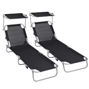 Tumbonas Plegables con Parasol para Playa y Piscina - Pack 2