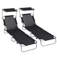 Tumbonas Plegables con Parasol para Playa y Piscina - Pack 2
