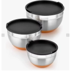 Set de 3 Boles de Acero Inoxidable con Tapa para Cocina