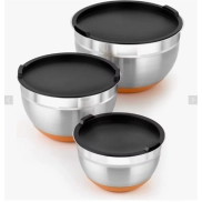 Set de 3 Boles de Acero Inoxidable con Tapa para Cocina