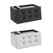 Baúl Plegable y Reforzado, Soporta 300kg, Color Blanco/Negro