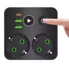 Enchufe con 2 tomas AC y 3 USB con interruptor