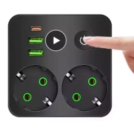 Enchufe con 2 tomas AC y 3 USB con interruptor