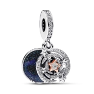 Colgantes de plata y oro rosa 14k de PANDORA Moments
