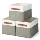 Cajas plegables de almacenamiento con asas de cuero Amazon Basics