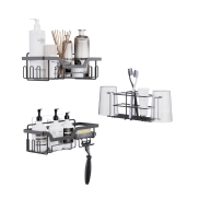 Estante de Acero Inoxidable sin Taladro con Soporte para Cepillos